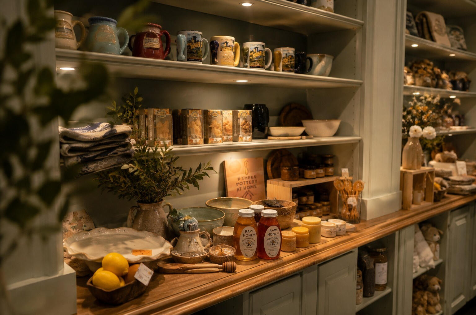 Curated retail display featuring locally inspired gifts and lifestyle goods